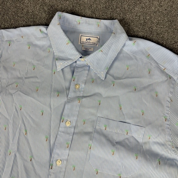 Southern Tide Other - Southern Tide Trim Fit Button Down Men's Palm Tree Short Sleeve Shirt Size XL